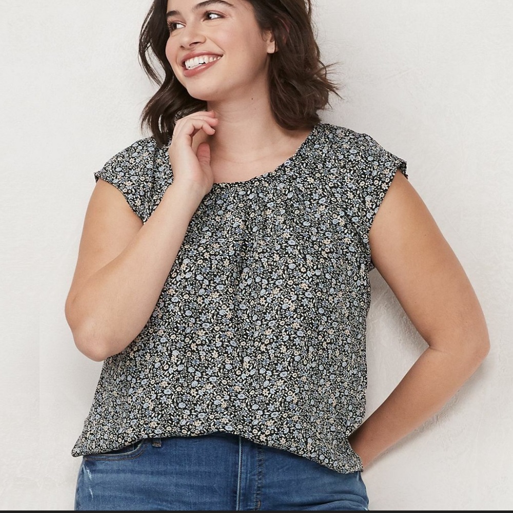 LC Lauren Conrad Floral Tie Back Top